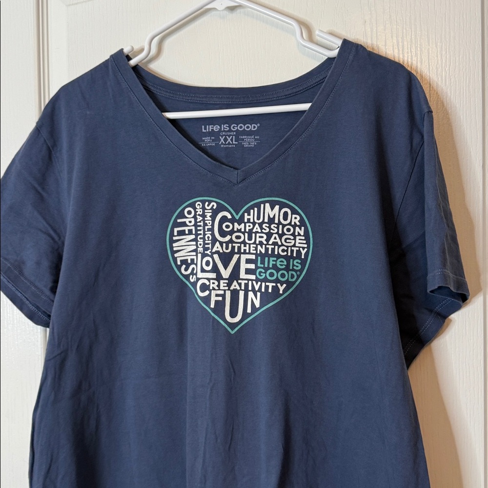 Life is Good Authenticity Short Sleeve Crusher T-Shirt Navy Blue XXL